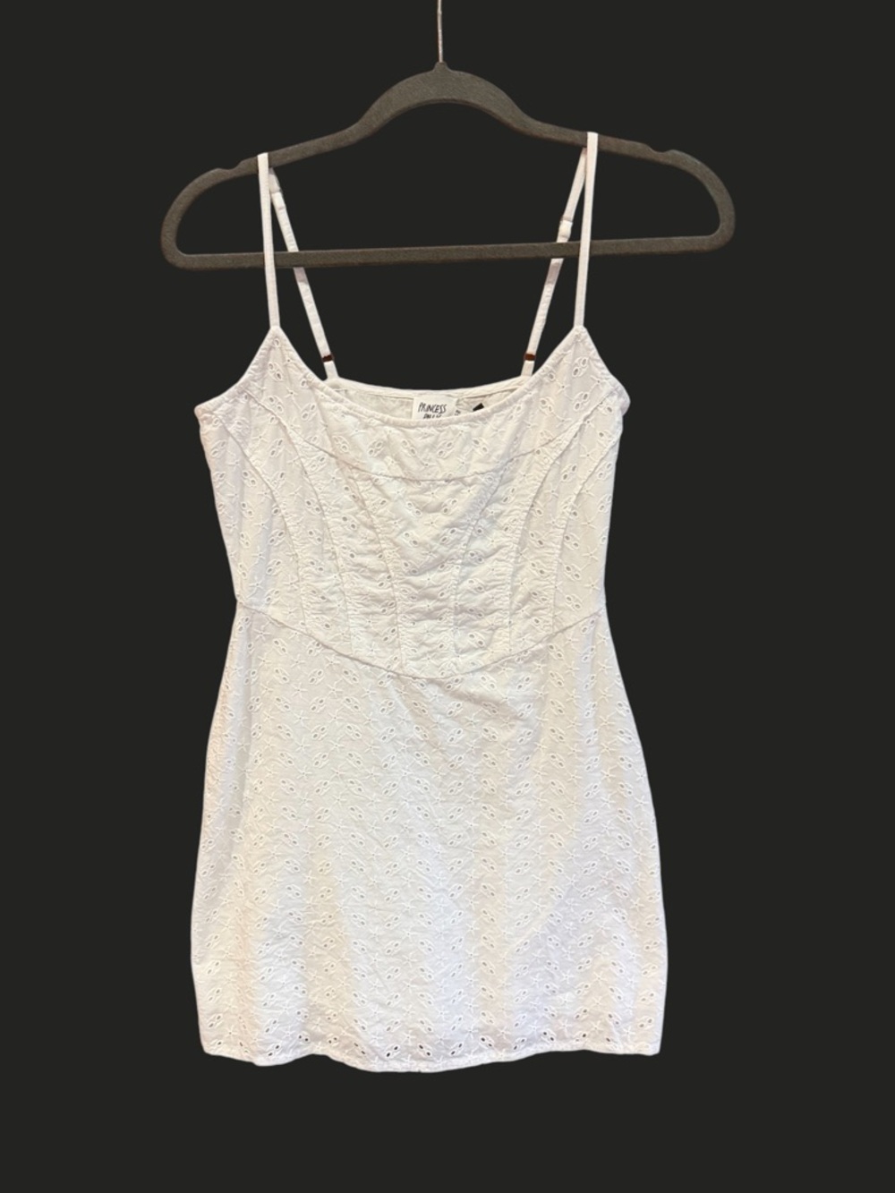 NEW PRINCESS POLLY Organic Cotton White Eyelet Mini‎ Dress S 4